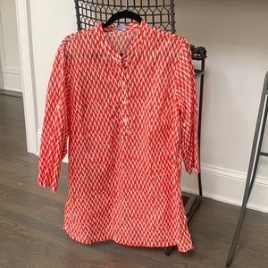 J. McLaughlin Adorable Tunic Cover up WOMEN XL red / orange white
